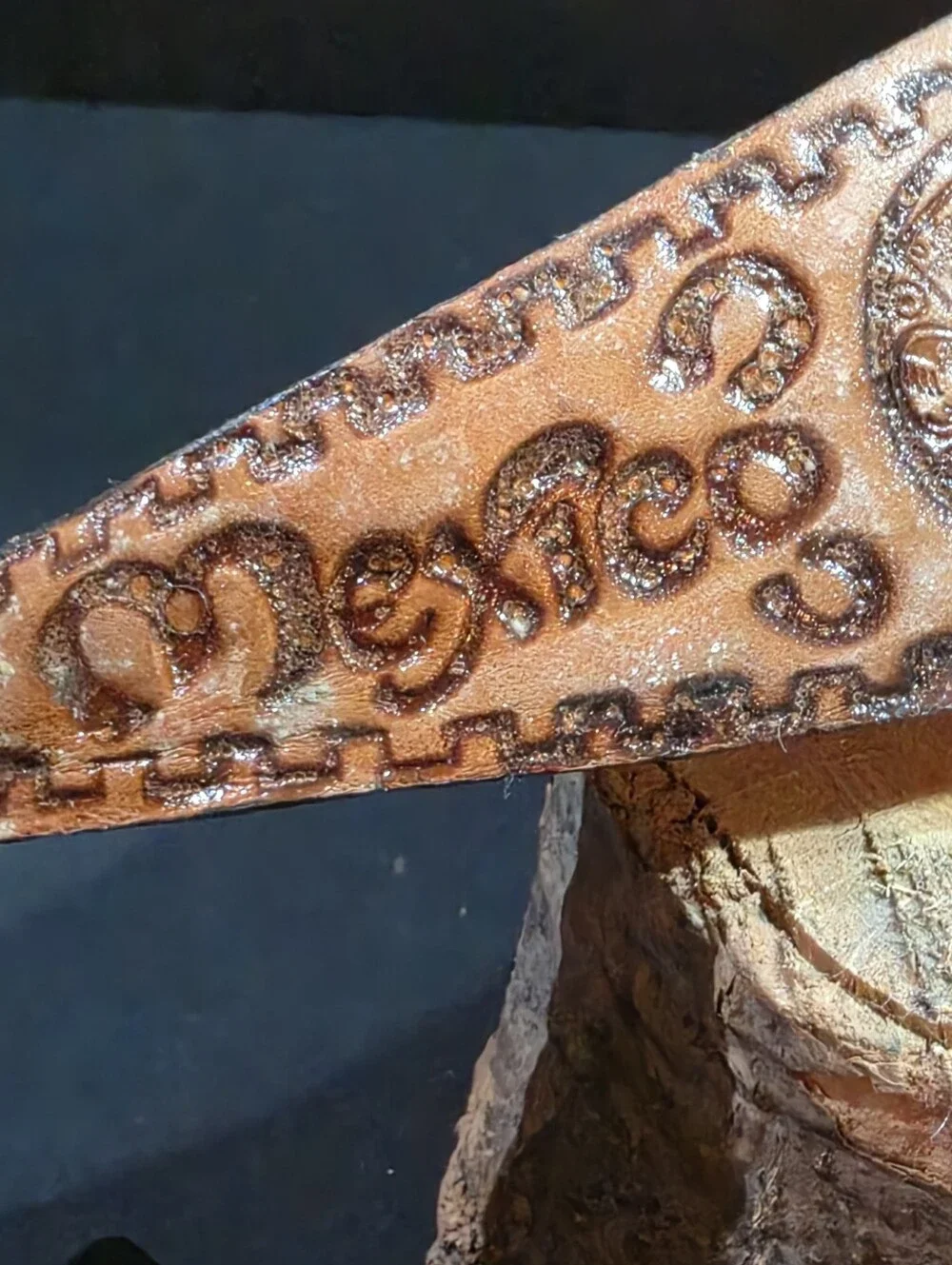 Texas Tooled Leather Mini Boot Shot Glass